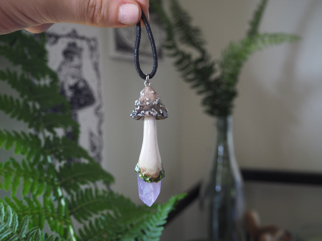 Amethyst Shaggy Inkcap Necklace