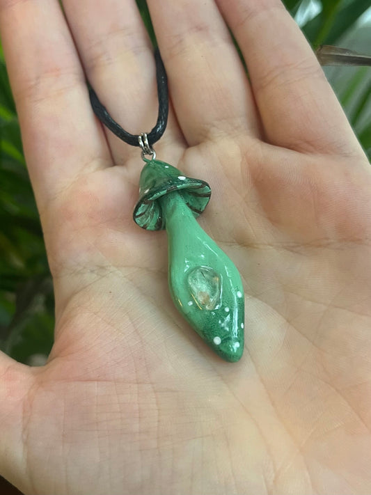 Sage Mini Mushroom Necklace