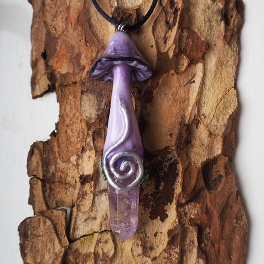 Lavender Spiral Shroom Necklace