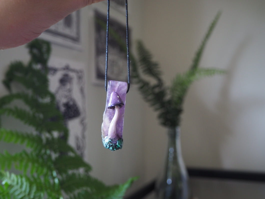 Amethyst Shroom-Stick Necklace