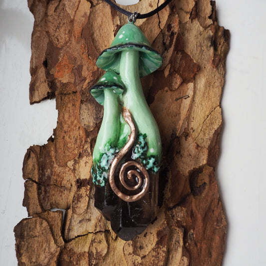Sage Spiral Shroom Necklace