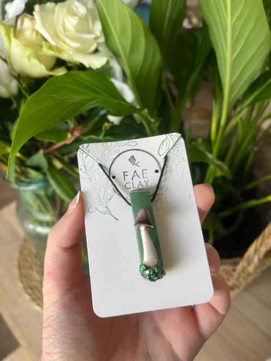 Earthy Green Aventurine Shroom-stick Necklace