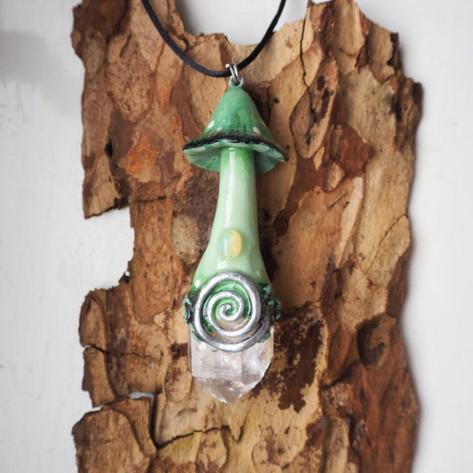 Sage Spiral Shroom Necklace